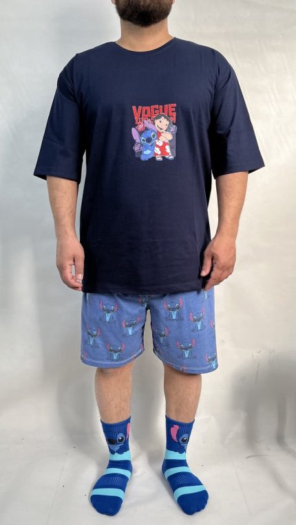 ست تیشرت و شلوارک و جوراب استیچ